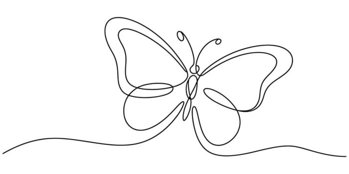 Elegant butterfly captured in a single continuous line drawing art vector