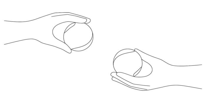 elegante continuo línea dibujo de dos manos participación redondo objetos ilustración vector