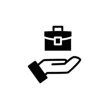 hand and briefcase solid icon design good for web or mobile app vector