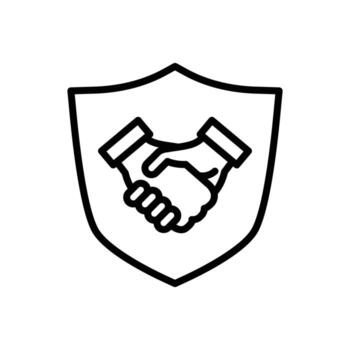 Handshake and shield outline icon design good for web or mobile app vector