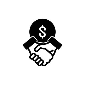 handshake and coin solid icon design good for web or mobile app vector