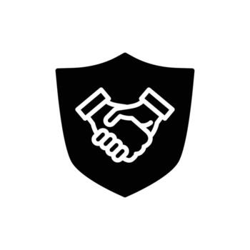 Handshake and shield solid icon design good for web or mobile app vector
