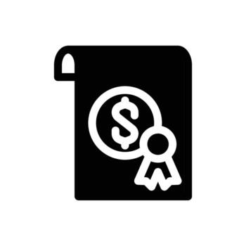 Business certificate solid black icon design good for web or mobile app vector