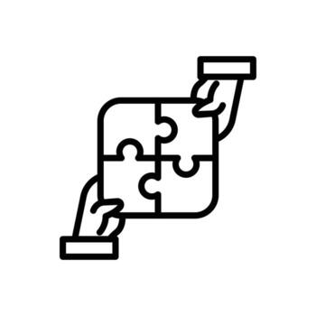 two hand connecting puzzle outline icon design good for web or mobile app vector