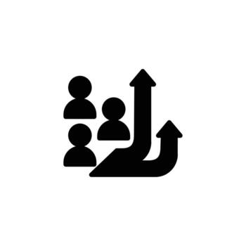 increase team solid icon design good for web or mobile app vector