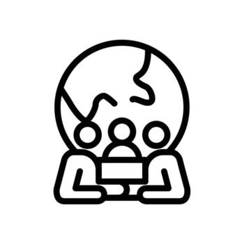 global audience icon with people and globe outline icon design good for web or mobile app vector