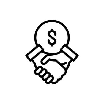 handshake and coin outline icon design good for web or mobile app vector