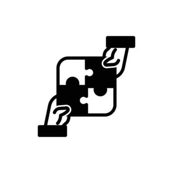 two hand connecting puzzle solid icon design good for web or mobile app vector