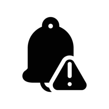 notification bell allert solid black icon design good for web or mobile app vector