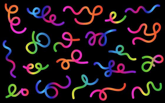 Abstract gradient lines. Colorful gradient strokes and swirls. Wavy Rainbow Ribbons. vector