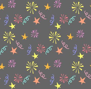 Festive seamless pattern with multicolored confetti on a gray background vector