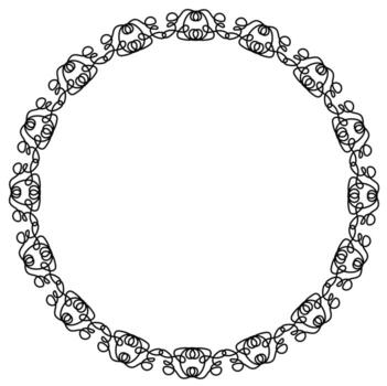 Beautiful round frame drawn with one line in linear style on a white background vector