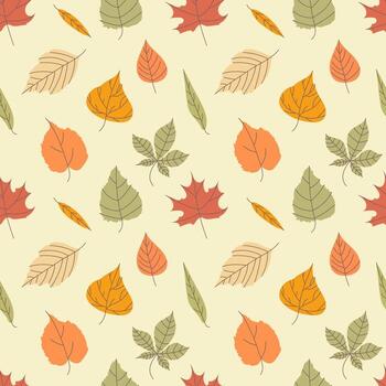 Autumn pattern with different leaves.Seamless texture. vector