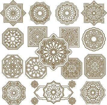 Intricate geometric patterns and mandalas in a decorative collection vector