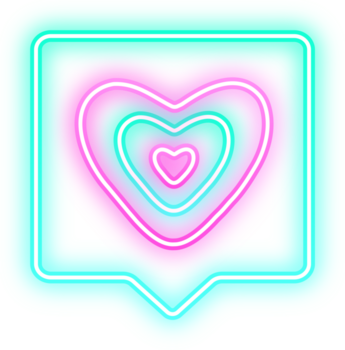 Glowing Gradient Heart Shape Message Bubble Sign Element, Perfect for adding a touch of love and modernity to your designs. png