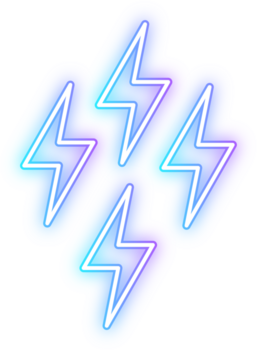 neon stijl bliksem bout patroon abstract vorm element ontwerp, een abstract ontwerp met een neon stijl bliksem bout patroon met levendig blauw en Purper tinten, geschikt voor divers creatief. png