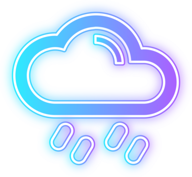 neon pendenza linea nube pioggia tempo metereologico previsione schema, un' minimalista neon pendenza linea stile icona di un' nube con piovere, Perfetto per tempo metereologico previsioni, App interfacce, e design progetti. png