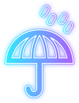 degradado línea estilo paraguas y lluvia diseño elemento, un minimalista línea estilo icono presentando un paraguas y gotas de lluvia en degradado colores. limpiar y sencillo diseño adecuado para clima. png