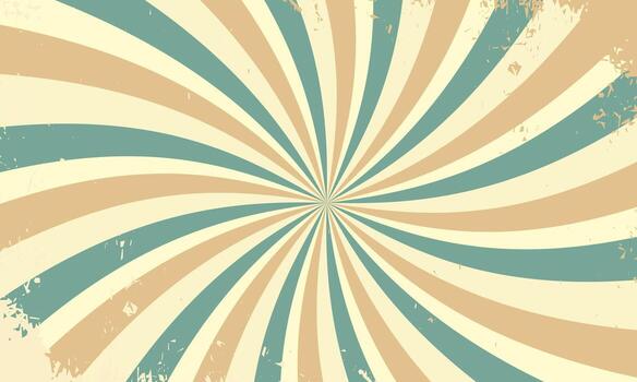 Retro groovy background with grunge texture. Sunburst banner vector
