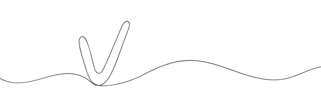Simple continuous line drawing of a checkmark symbol on white background vector