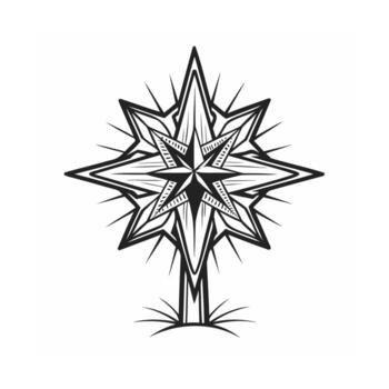 Compass Rose Decorative Illustration with Intricate Design and Sharp Edges vector