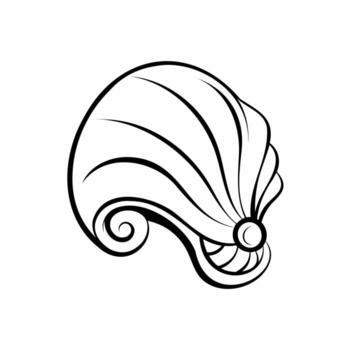 Elegant seashell drawing with simple line art design on white backdrop vector