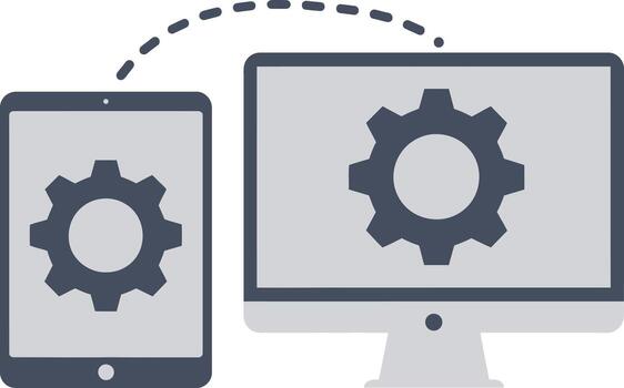 Digital devices syncing data and settings graphic collection vector