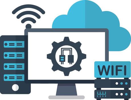 Cloud computing network server technology concept illustration vector