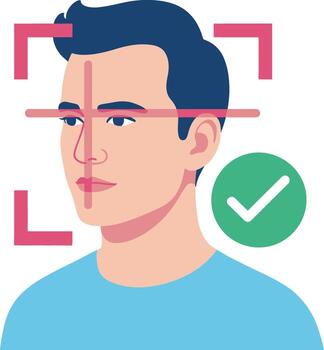 Man face scan security recognition system illustration vector