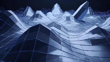 futuristico digitale paesaggio con scintillante metallico poligoni formatura astratto picchi e valli, che rappresentano dati visualizzazione o un interconnesso tecnologico Rete video