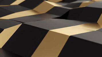 Abstract geometric pattern with a luxurious combination of black and gold, creating a sophisticated and modern background design video