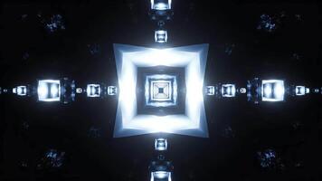 abstrakt lysande fyrkant tunnel med reflekterande geometrisk mönster i de mörker video