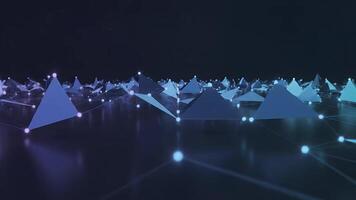 abstrakt geometrisk digital nätverk visualisering med lysande anslutningar och triangel- former video