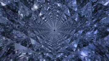 A breathtaking abstract journey through a shimmering crystalline tunnel, creating an optical illusion of infinite depth and futuristic geometric complexity, bathed in cool blue light video
