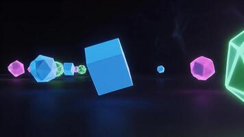 Dynamic Abstract Geometry in Neon Hues A Futuristic Digital Display of Floating Shapes and Luminous Forms, Creating a Vibrant and Modern Visual Experience video
