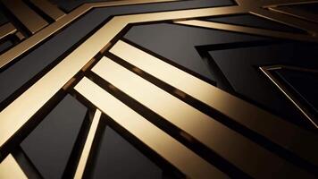 Dynamic abstract background with luxurious golden and black geometric patterns. Elegant 3D rendered design featuring intricate lines and shapes, creating a sophisticated and modern texture video