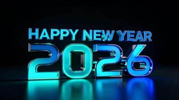 raggiante tre dimensionale numeri visualizzazione il saluto contento nuovo anno 2026 contro buio sfondo video
