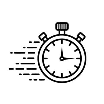 Fast moving stopwatch timer line icon for efficiency and urgency vector