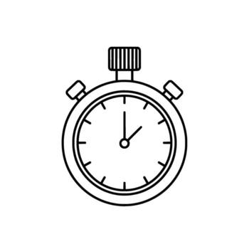 Stopwatch icon line drawing for time management and hardwork efficiency vector