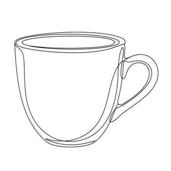 Line drawing of a single empty coffee cup on a white background vector