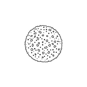 Minimalist outline illustration of abstract textured spherical particle design vector