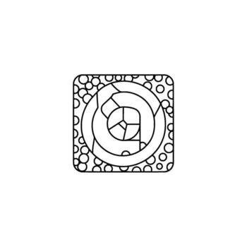 Conceptual abstract graphic design with geometric A, patterned border vector