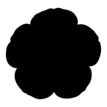 A solid black blob, with an irregular and rounded outline, set against a stark white background vector