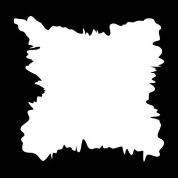 White ripped paper hole on a black background. Abstract square frame with jagged, torn edges. Grunge paper cut texture. vector