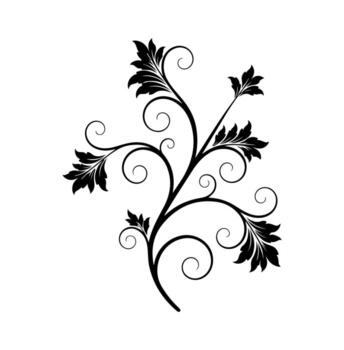 Black floral design on a white background, featuring leaves and swirls, creating an elegant pattern vector
