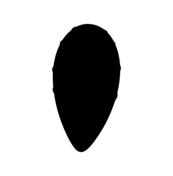 A black, vertical, rounded, teardrop-like shape against a white background vector