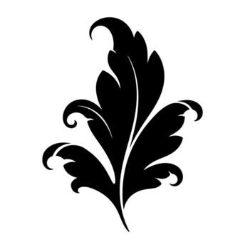 A stylized black and white leaf design with curled edges on a solid white background vector
