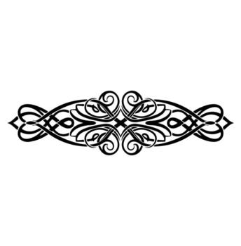 Black, symmetrical, ornamental design featuring intertwined lines, swirls, and knot-like patterns vector