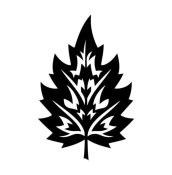 un estilizado negro y blanco hoja con intrincado, rayo me gusta patrones en un blanco fondo vector