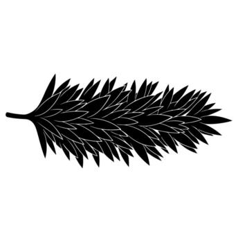 A monochromatic, detailed illustration of a branch with a full array of leaves vector